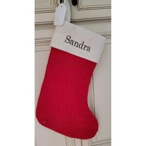 Christmas Felt Stocking with Embroidered Name: SANDRA New